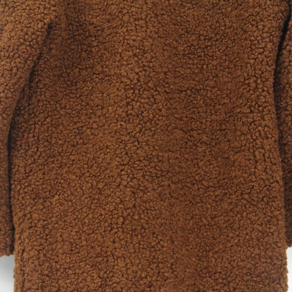 Zara Teddy Bear Coat XS NEW Women Brown Fuzzy Winter Jacket Faux Shearling - Picture 9 of 10